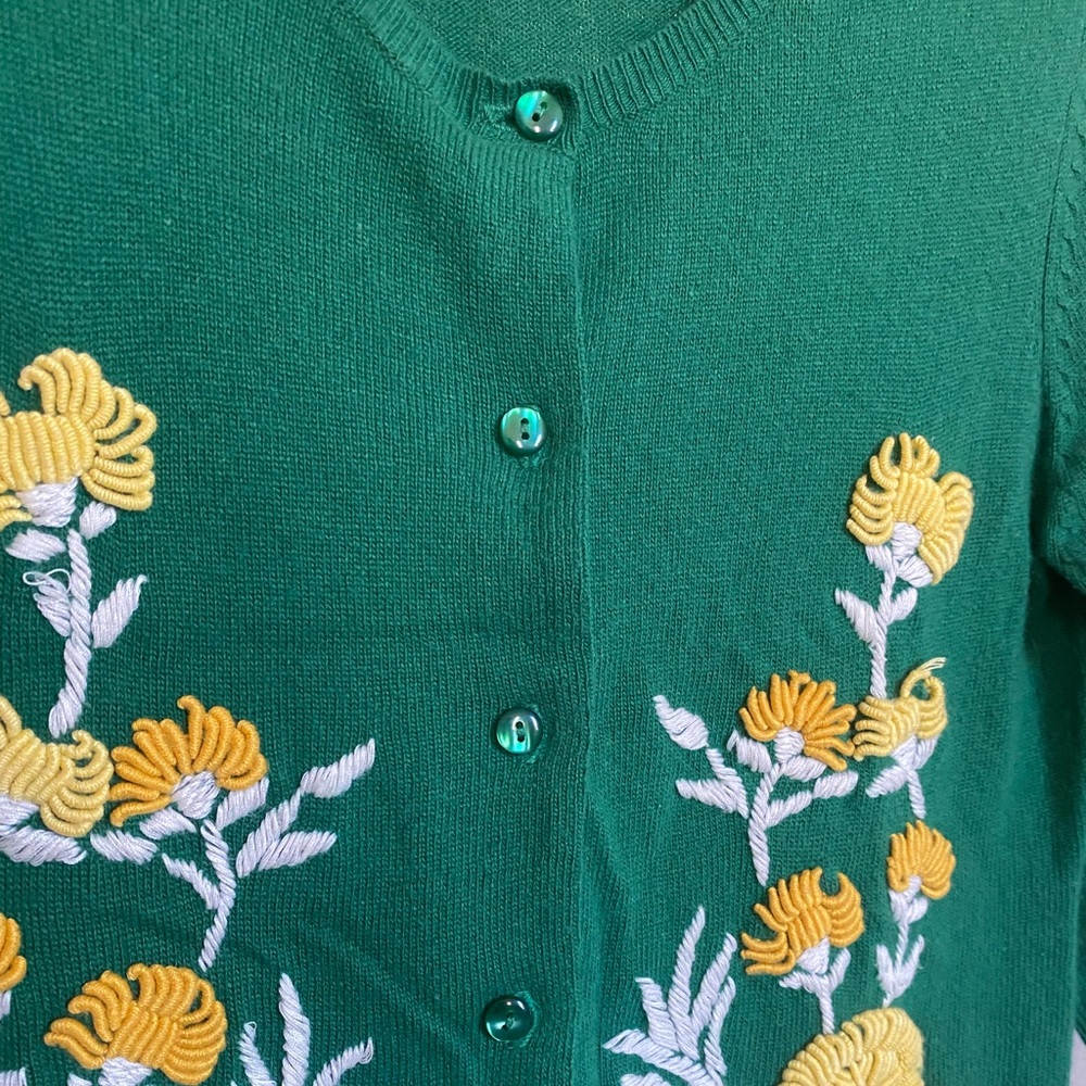 Anthropologie Sweater with Embroidered Flowers